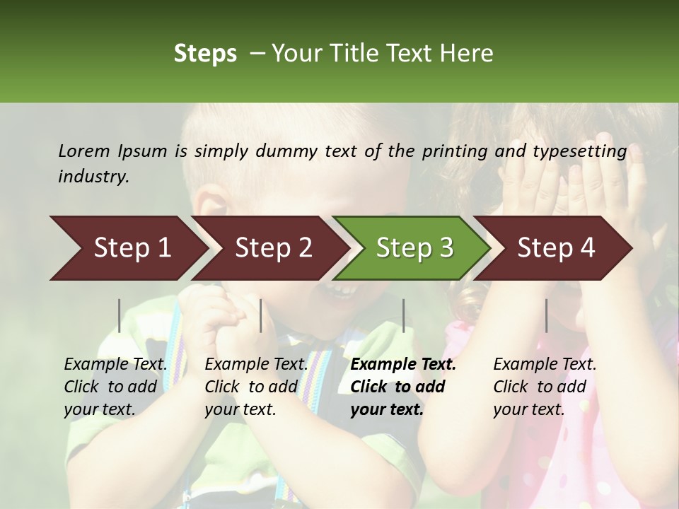 Two Young Children Covering Their Eyes With Their Hands PowerPoint Template