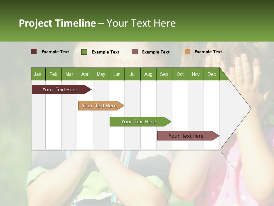 Two Young Children Covering Their Eyes With Their Hands PowerPoint Template