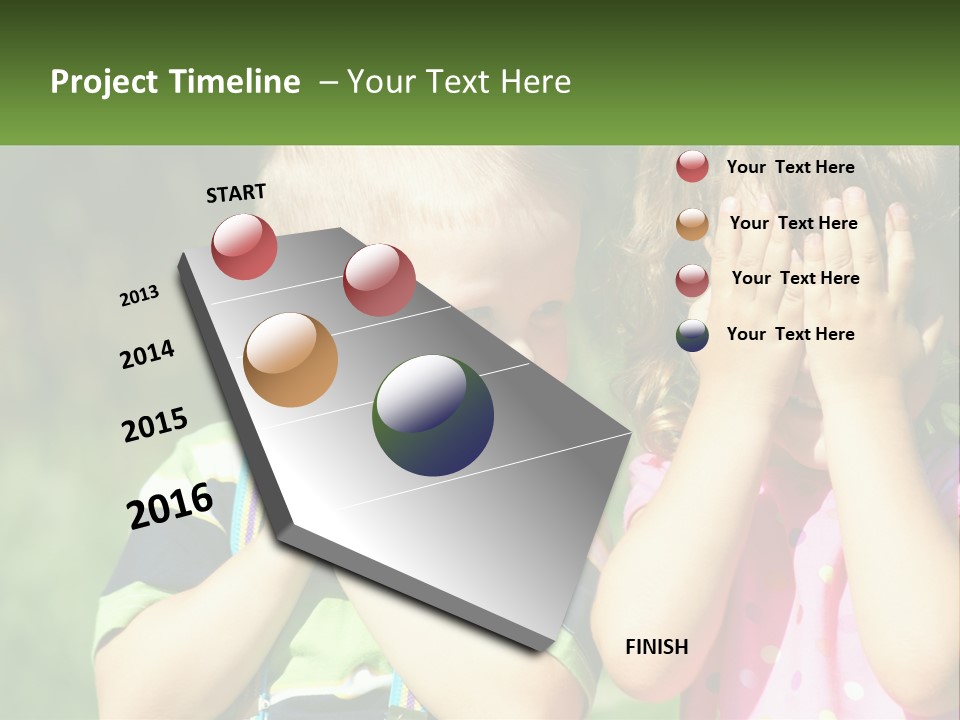 Two Young Children Covering Their Eyes With Their Hands PowerPoint Template