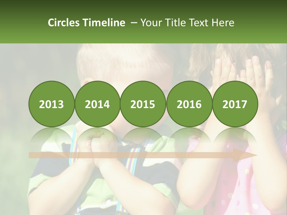 Two Young Children Covering Their Eyes With Their Hands PowerPoint Template