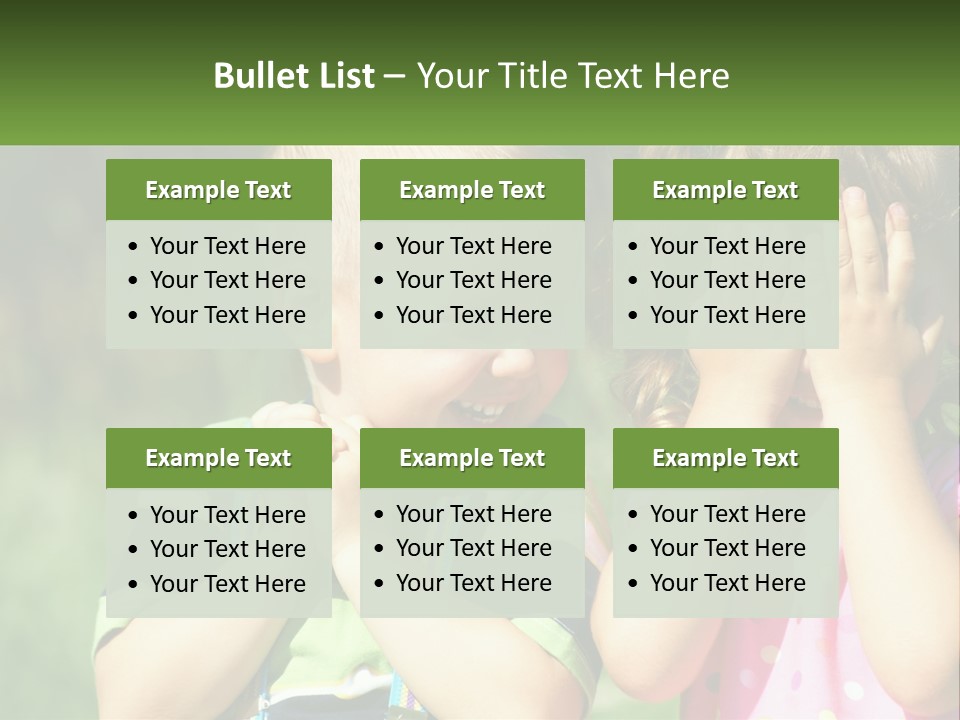 Two Young Children Covering Their Eyes With Their Hands PowerPoint Template