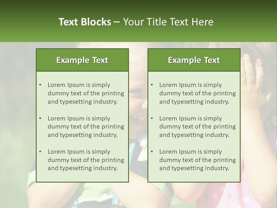Two Young Children Covering Their Eyes With Their Hands PowerPoint Template