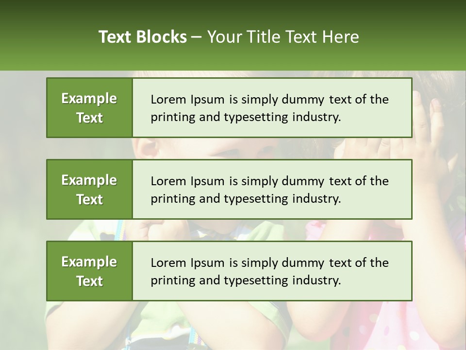 Two Young Children Covering Their Eyes With Their Hands PowerPoint Template