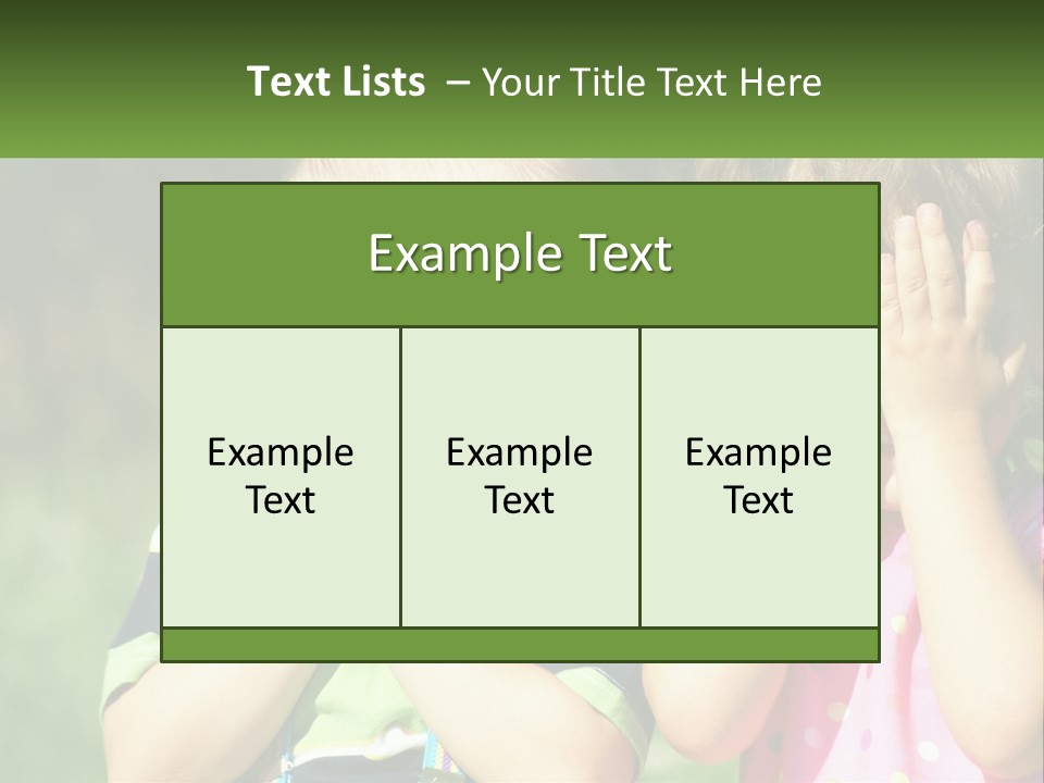 Two Young Children Covering Their Eyes With Their Hands PowerPoint Template