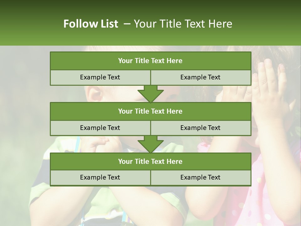 Two Young Children Covering Their Eyes With Their Hands PowerPoint Template