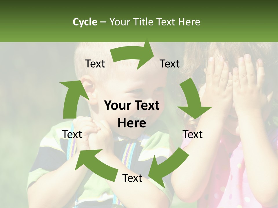 Two Young Children Covering Their Eyes With Their Hands PowerPoint Template