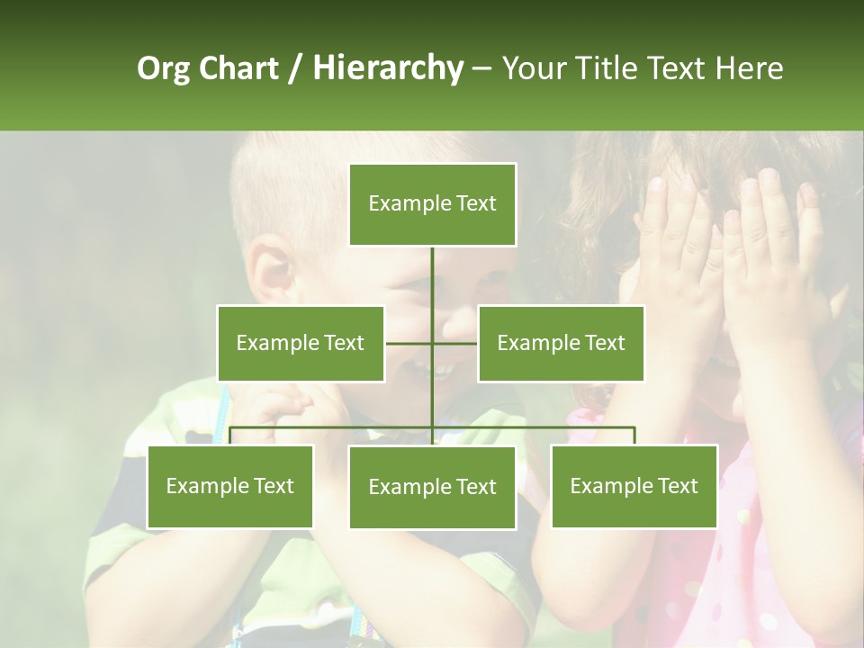 Two Young Children Covering Their Eyes With Their Hands PowerPoint Template