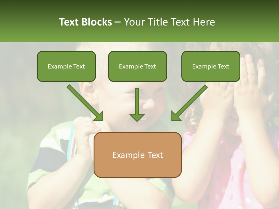 Two Young Children Covering Their Eyes With Their Hands PowerPoint Template