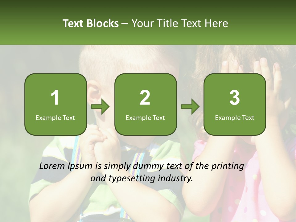 Two Young Children Covering Their Eyes With Their Hands PowerPoint Template