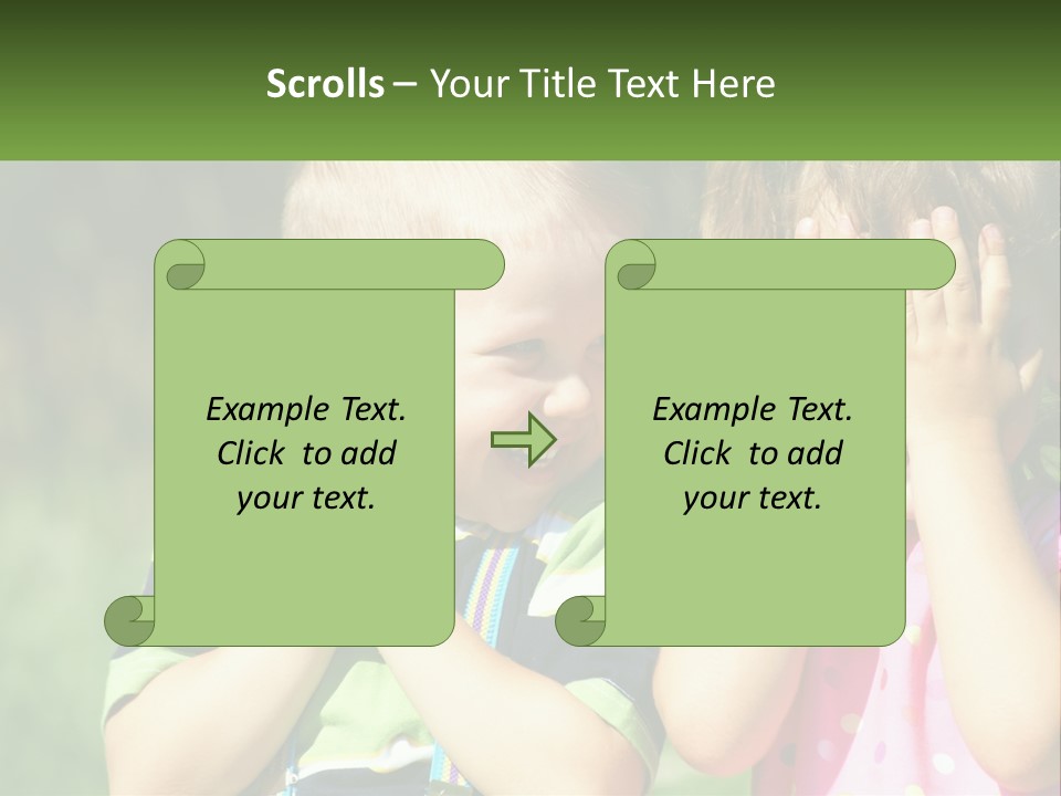 Two Young Children Covering Their Eyes With Their Hands PowerPoint Template