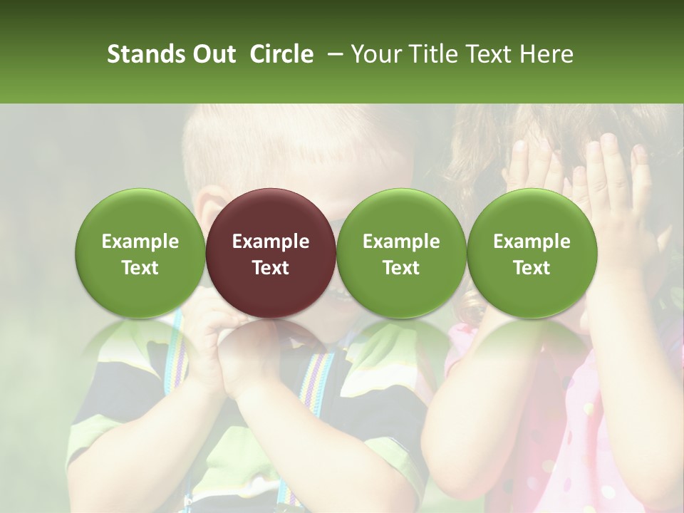 Two Young Children Covering Their Eyes With Their Hands PowerPoint Template