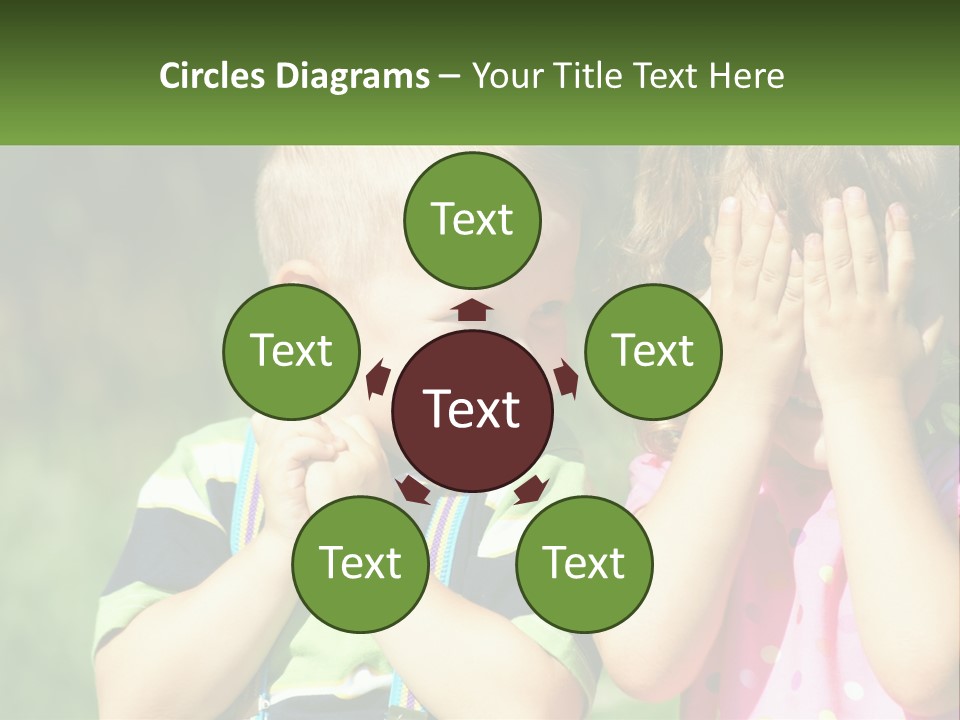 Two Young Children Covering Their Eyes With Their Hands PowerPoint Template