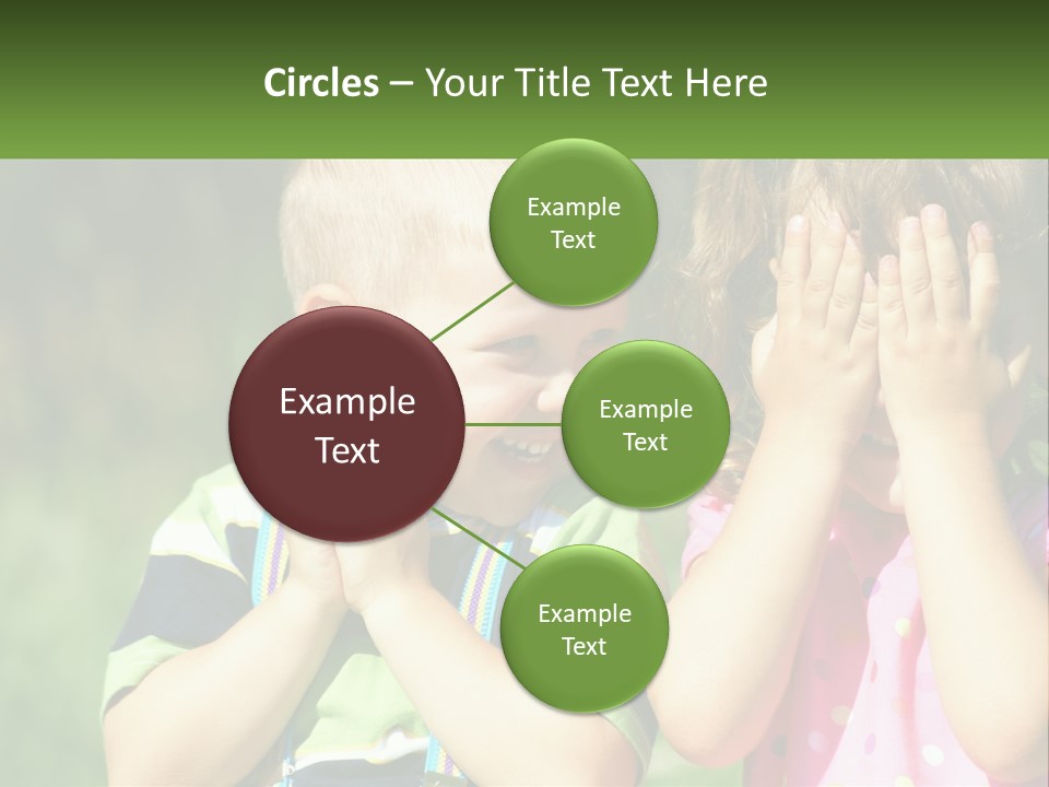 Two Young Children Covering Their Eyes With Their Hands PowerPoint Template