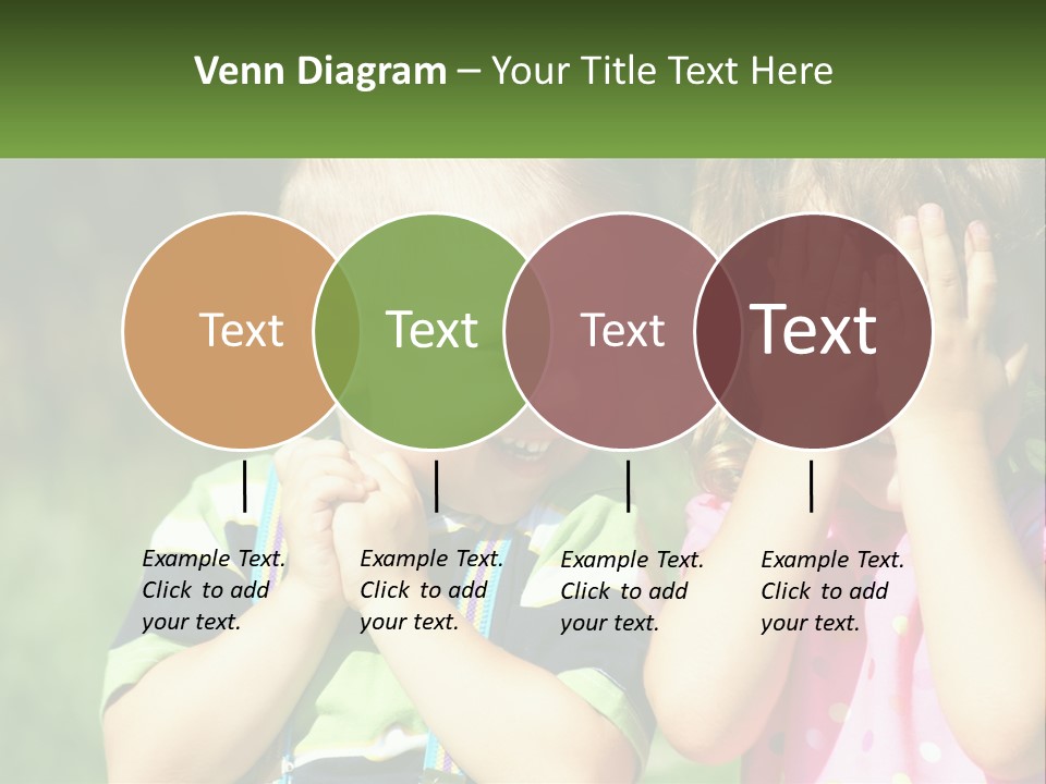 Two Young Children Covering Their Eyes With Their Hands PowerPoint Template