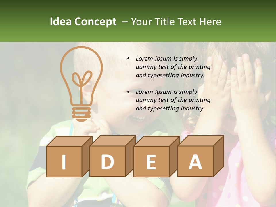 Two Young Children Covering Their Eyes With Their Hands PowerPoint Template