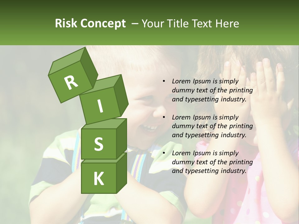 Two Young Children Covering Their Eyes With Their Hands PowerPoint Template