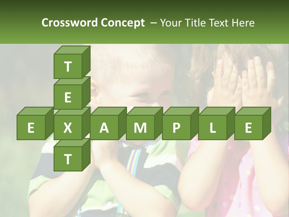 Two Young Children Covering Their Eyes With Their Hands PowerPoint Template