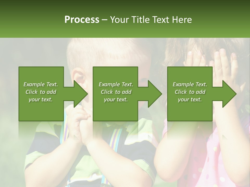 Two Young Children Covering Their Eyes With Their Hands PowerPoint Template