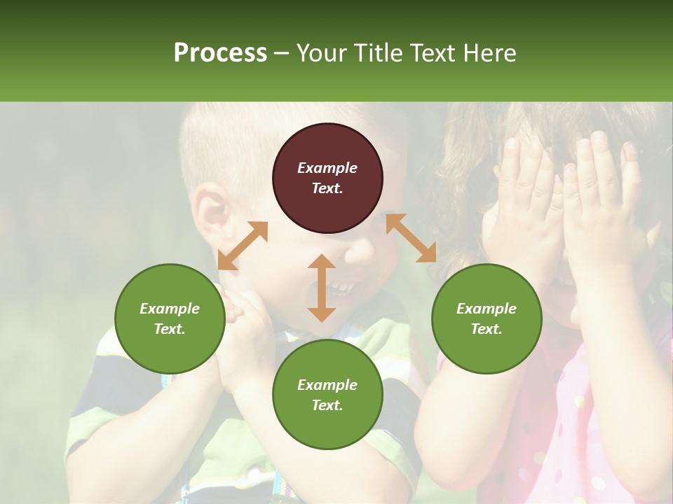 Two Young Children Covering Their Eyes With Their Hands PowerPoint Template