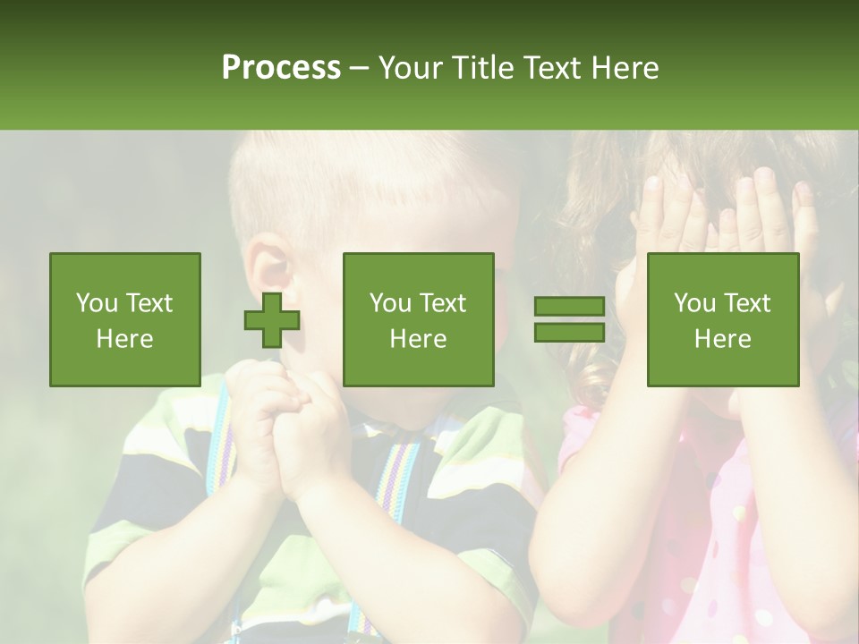 Two Young Children Covering Their Eyes With Their Hands PowerPoint Template