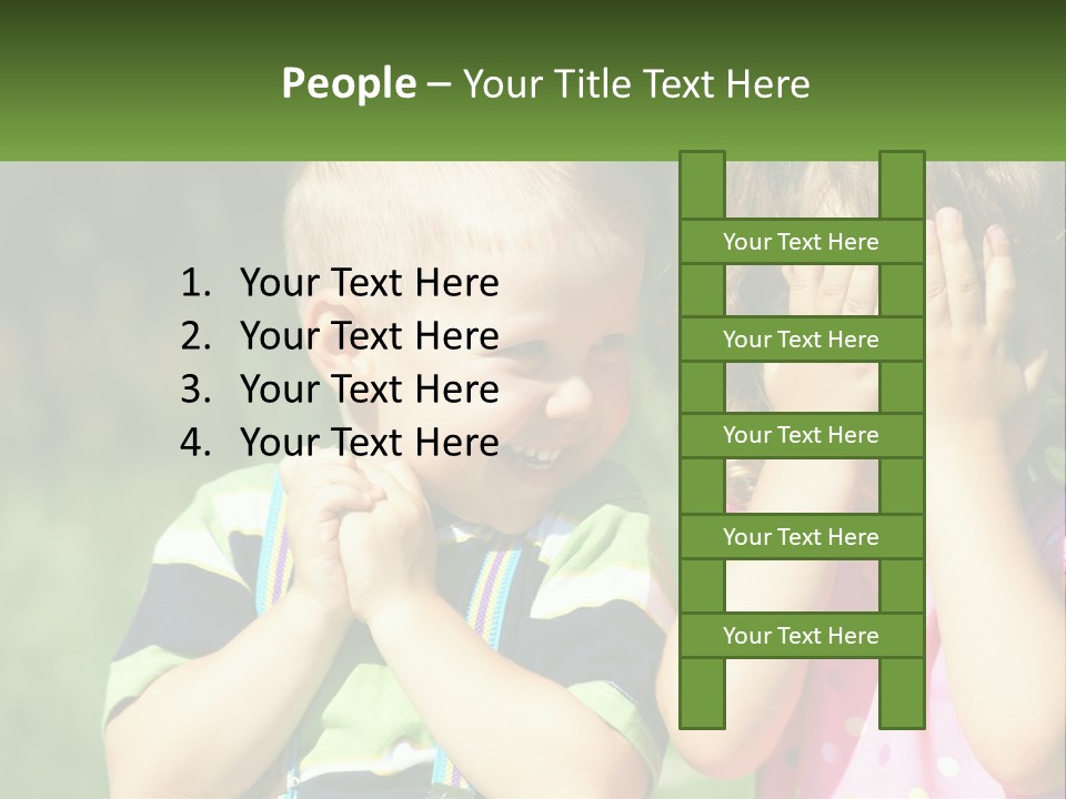 Two Young Children Covering Their Eyes With Their Hands PowerPoint Template