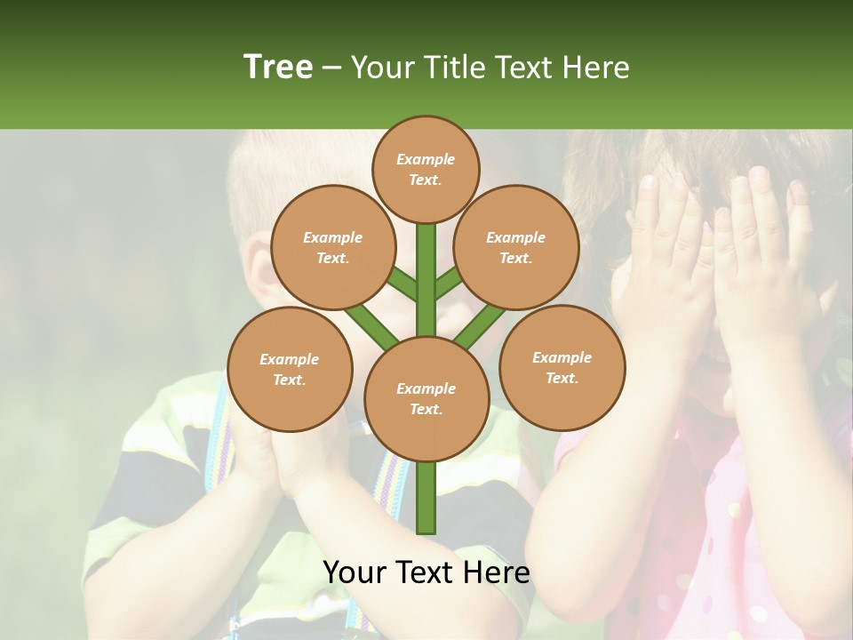 Two Young Children Covering Their Eyes With Their Hands PowerPoint Template