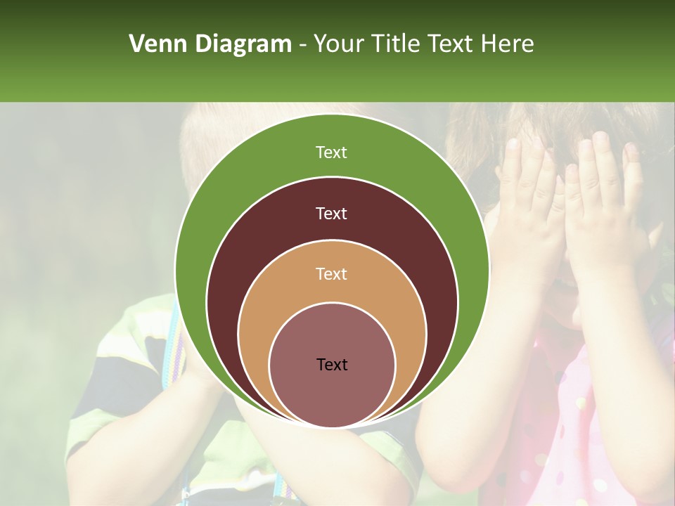 Two Young Children Covering Their Eyes With Their Hands PowerPoint Template