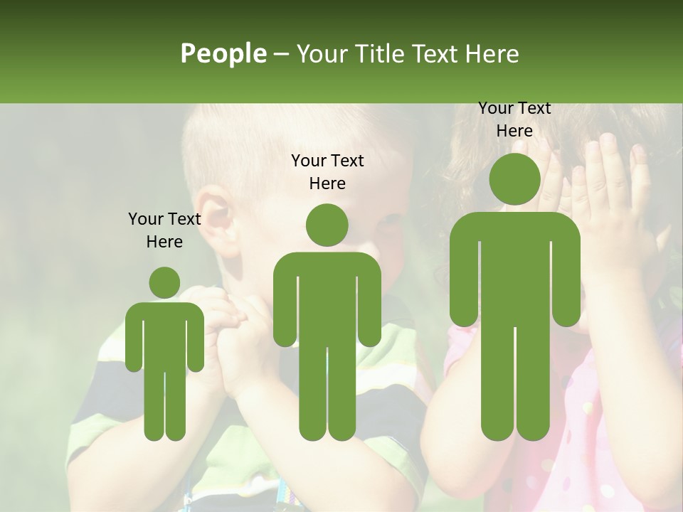 Two Young Children Covering Their Eyes With Their Hands PowerPoint Template