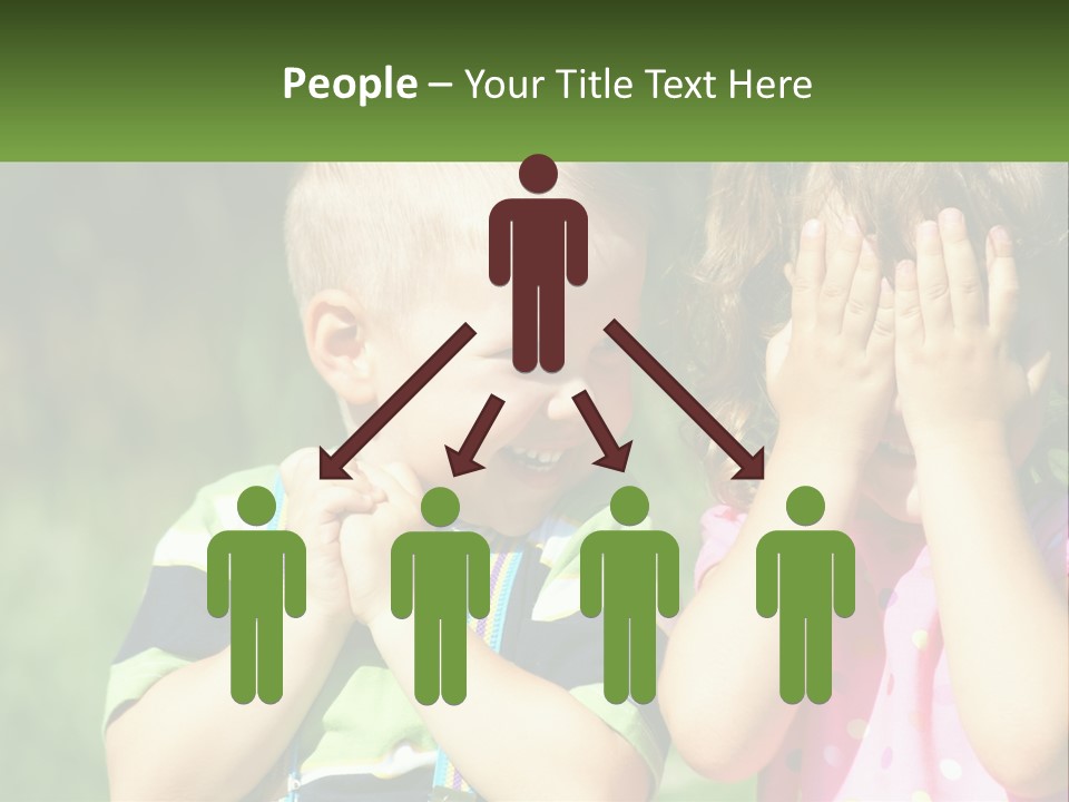 Two Young Children Covering Their Eyes With Their Hands PowerPoint Template