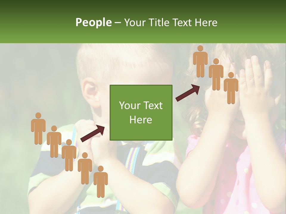 Two Young Children Covering Their Eyes With Their Hands PowerPoint Template