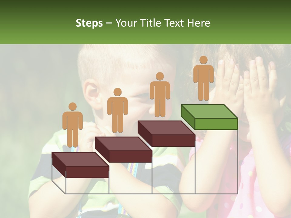 Two Young Children Covering Their Eyes With Their Hands PowerPoint Template