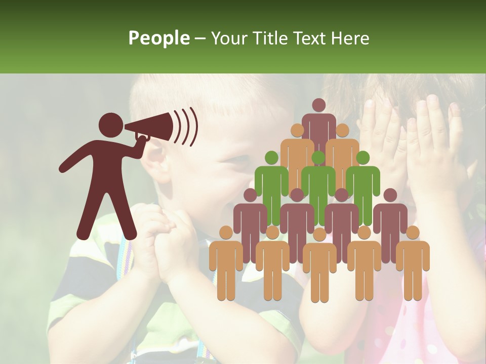 Two Young Children Covering Their Eyes With Their Hands PowerPoint Template