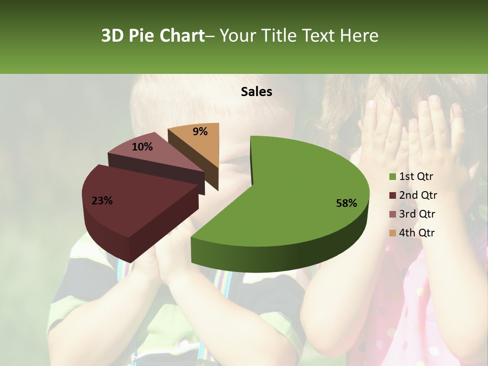 Two Young Children Covering Their Eyes With Their Hands PowerPoint Template