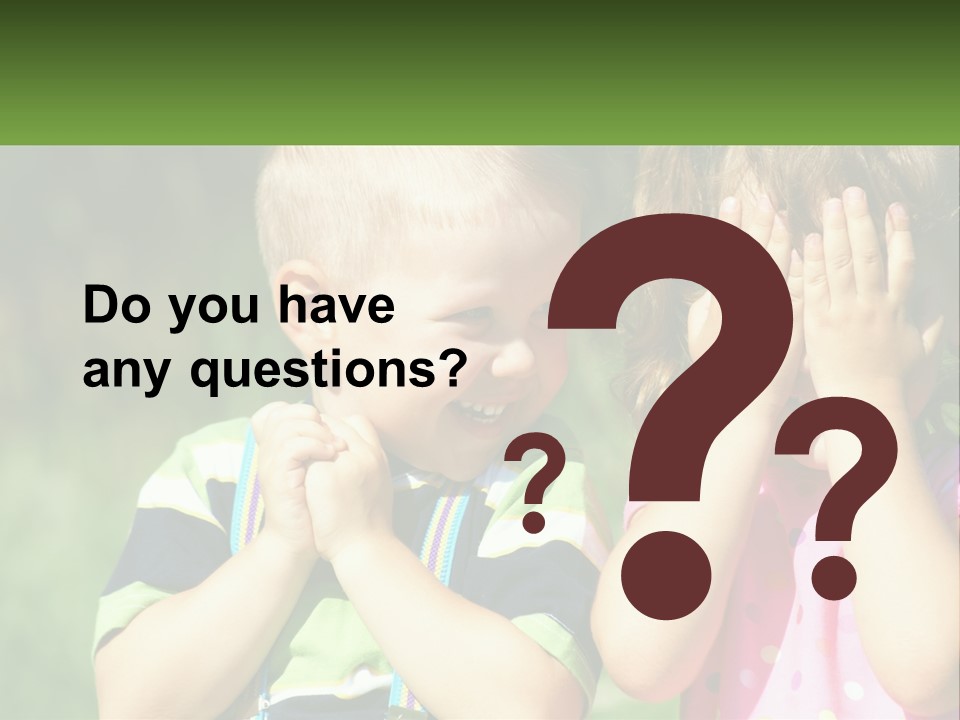 Two Young Children Covering Their Eyes With Their Hands PowerPoint Template