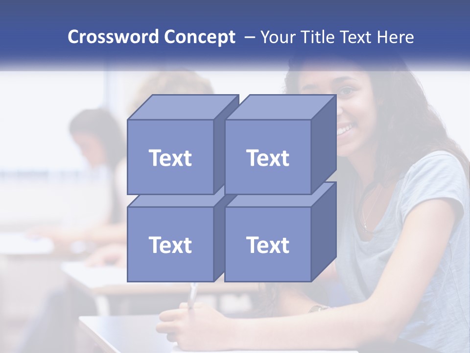 A Woman Sitting At A Desk In A Classroom PowerPoint Template