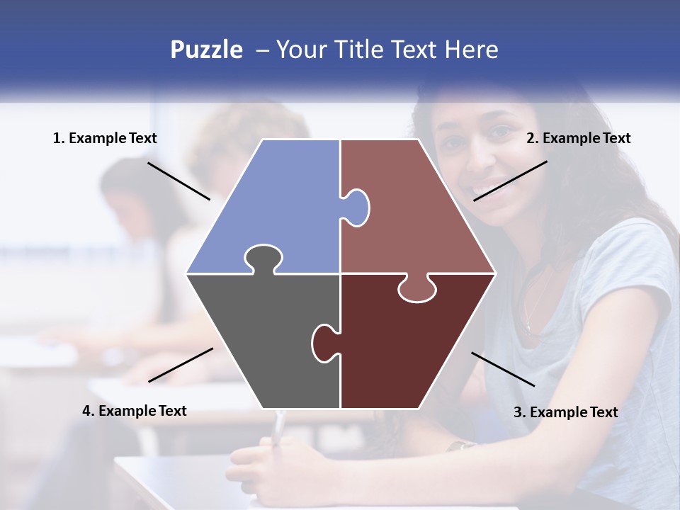 A Woman Sitting At A Desk In A Classroom PowerPoint Template
