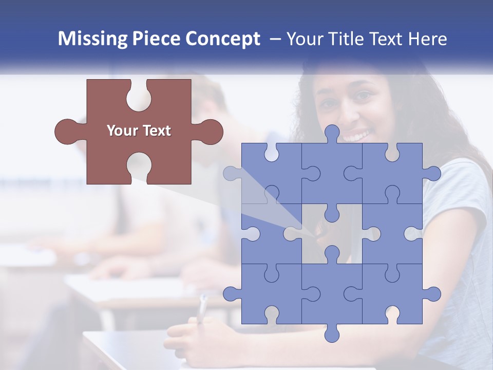 A Woman Sitting At A Desk In A Classroom PowerPoint Template