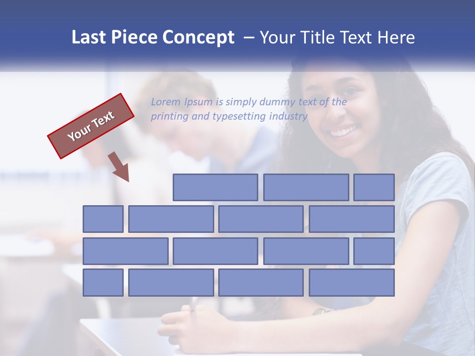A Woman Sitting At A Desk In A Classroom PowerPoint Template