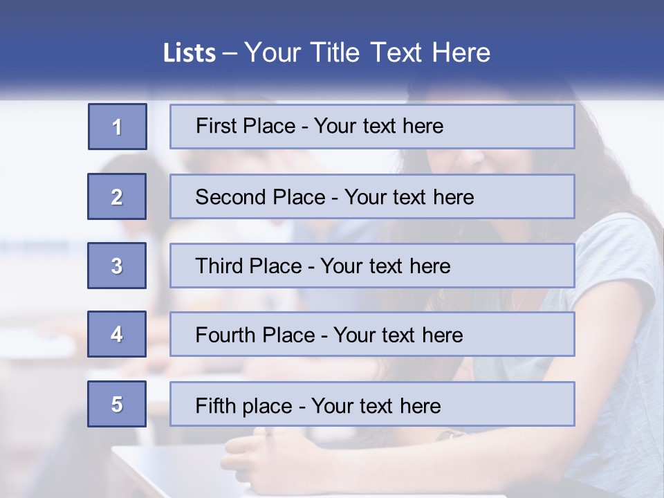 A Woman Sitting At A Desk In A Classroom PowerPoint Template