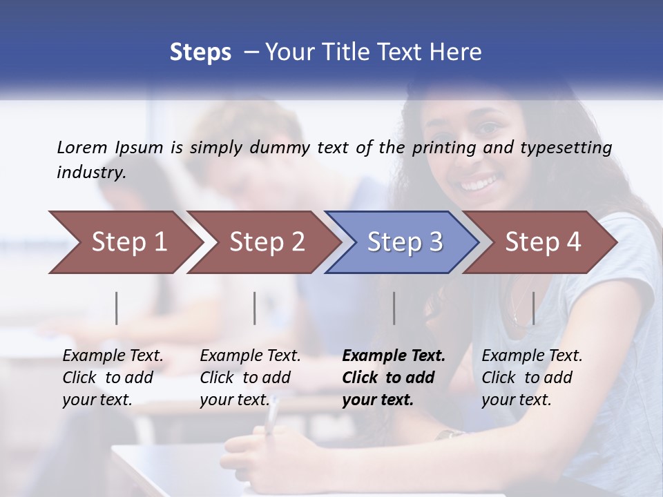 A Woman Sitting At A Desk In A Classroom PowerPoint Template