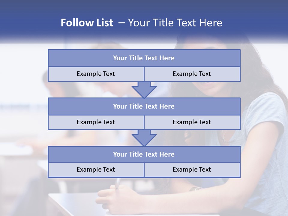 A Woman Sitting At A Desk In A Classroom PowerPoint Template