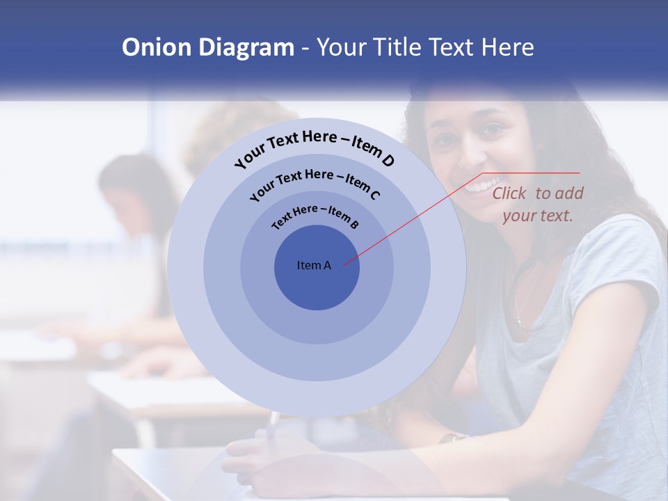 A Woman Sitting At A Desk In A Classroom PowerPoint Template