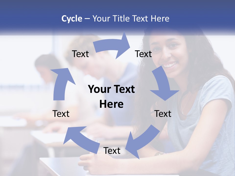 A Woman Sitting At A Desk In A Classroom PowerPoint Template