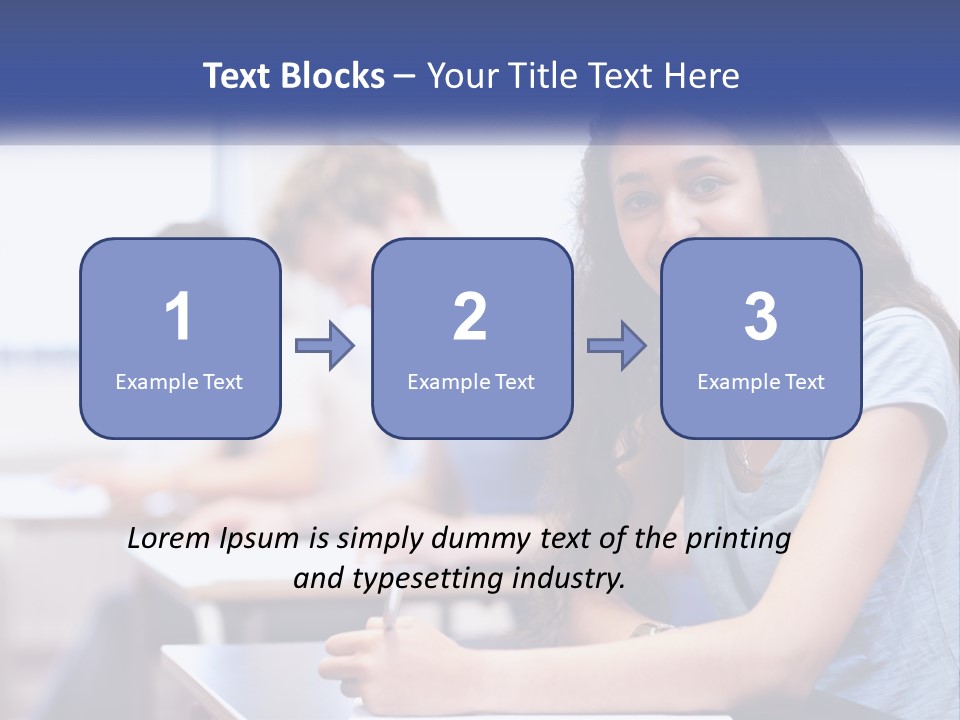 A Woman Sitting At A Desk In A Classroom PowerPoint Template