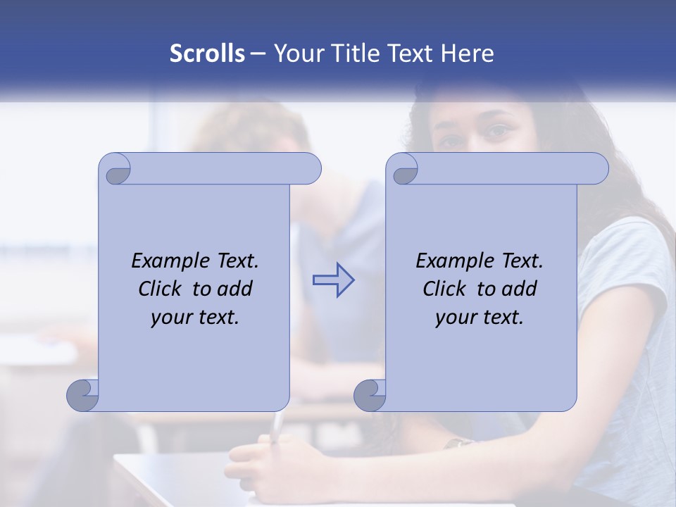 A Woman Sitting At A Desk In A Classroom PowerPoint Template
