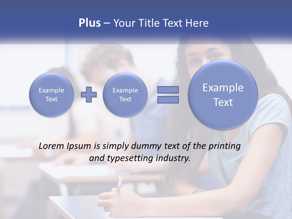 A Woman Sitting At A Desk In A Classroom PowerPoint Template