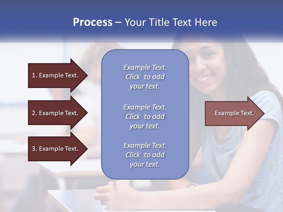 A Woman Sitting At A Desk In A Classroom PowerPoint Template