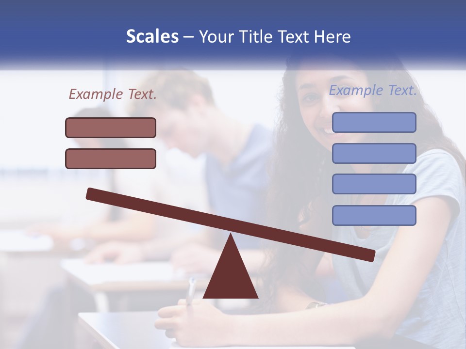 A Woman Sitting At A Desk In A Classroom PowerPoint Template