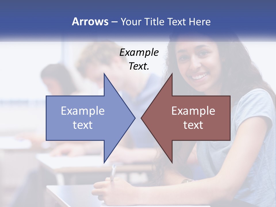 A Woman Sitting At A Desk In A Classroom PowerPoint Template