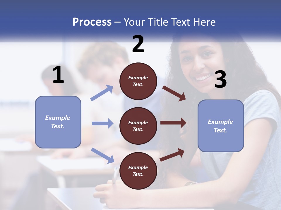 A Woman Sitting At A Desk In A Classroom PowerPoint Template